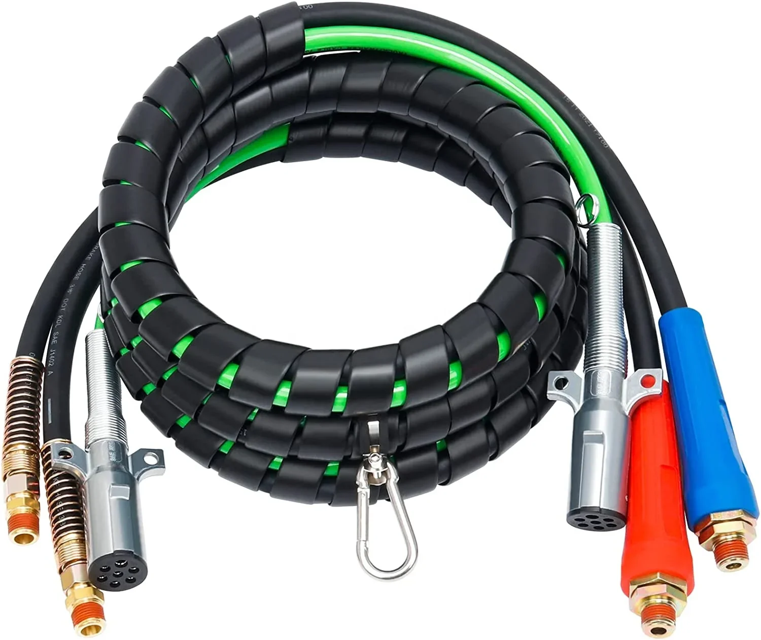 12FT 3 in 1 Wrap ABS cable 7 Way Electrical Lines Rubber Air hose for Semi Truck accessories