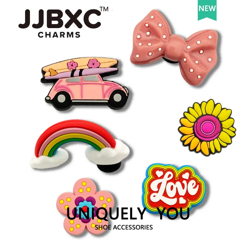 JJBXC CHARM Shoe Buckle cross Shoe Accessories Butterfly 3D Rainbow Car Flower DIY Fashion Shoe Accessories