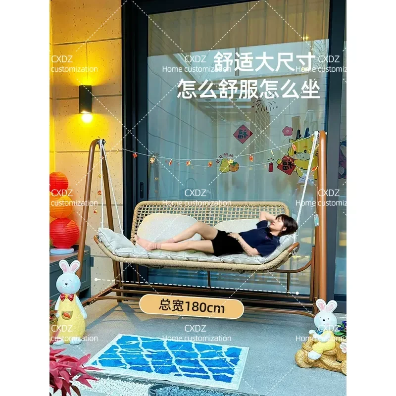 Outdoor Double Hammock Swing Chair for Courtyard Villa Balcony Garden Hanging Rocking Seat Two Person Relaxation Furniture