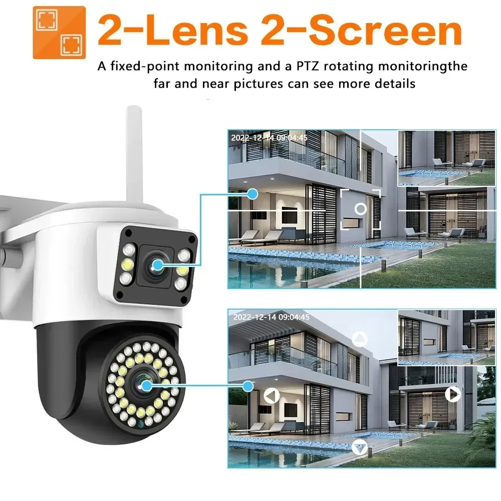 YOOSEE Wifi 8MP 4K Dual Lens telecamere IP di sicurezza esterna più LED Light Security WiFi PTZ Smart Home Night Vision Auto Tracking
