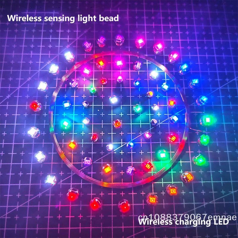 5Pcs DC 5V Wireless Power Supply Transmitter Coil with USB Receiver LED Light Induction Lamp for Model Robot Toys Sand Table