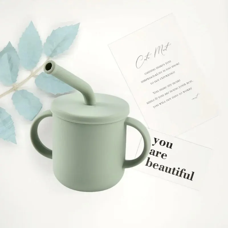 أكواب سيليكون للرضع والأطفال الصغار ، أكواب مياه الشرب ، أكواب الأذن المزدوجة ، أكواب تدريب التحمل #6