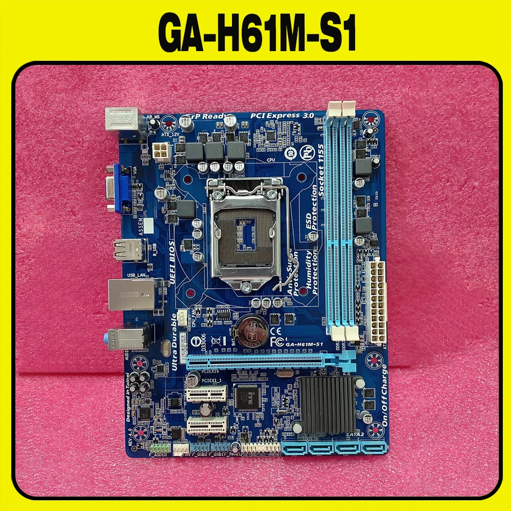 

GA-H61M-S1 For G-i-g-a-b-y-t-e H61 Socket LGA 1155 H61M-S1 Motherboard i3 i5 i7 DDR3 16G uATX UEFI BIOS