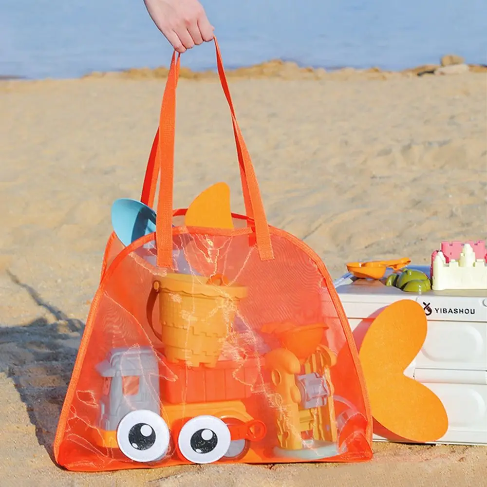 

Large Capacity Mesh Beach Bag Big Eyes Lightweight Sand-Proof Beach Tote Bag Portable Visible Swimming Storage Bag Clothes