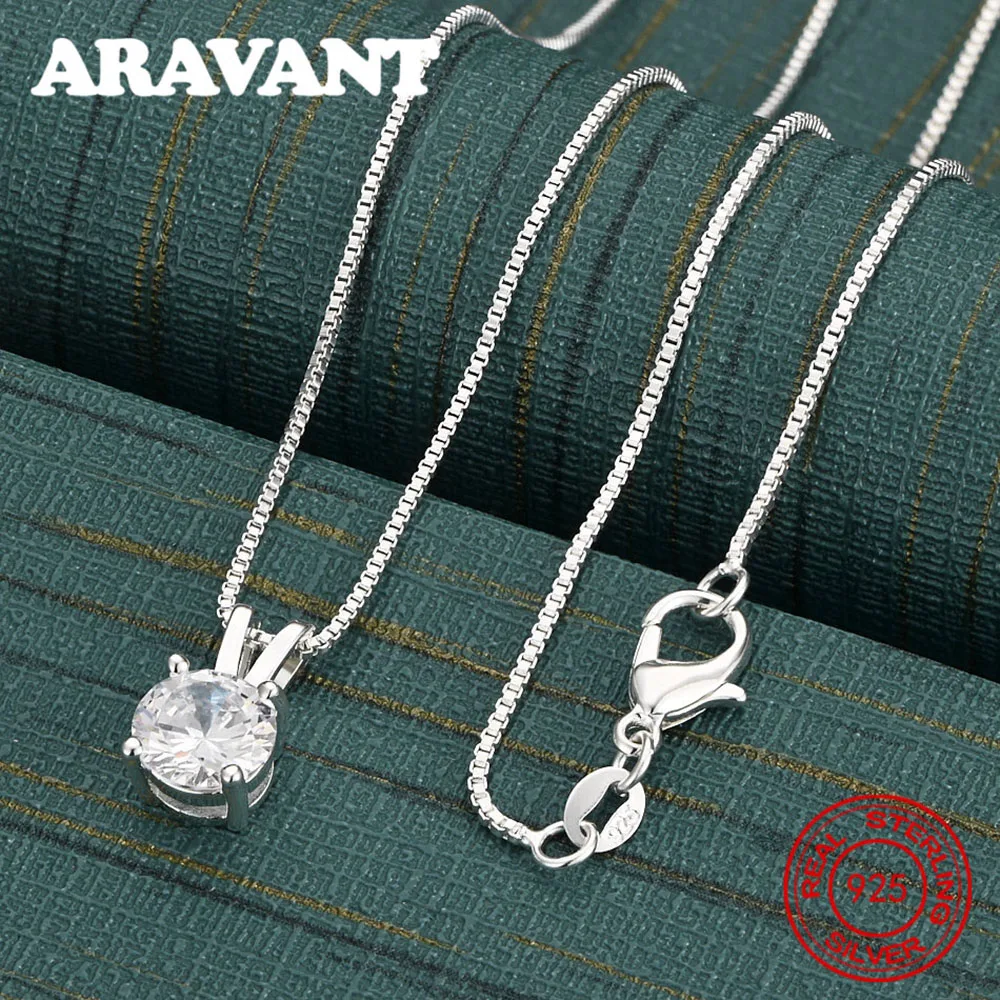 

925 Sterling Silver Zircon Pendant Necklace Women'S Unique Gift Versatile Banquet Jewelry