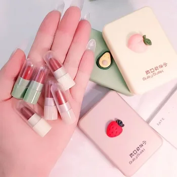 귀여운 미니 립스틱 세트, 매트 립스틱, 방수 논스틱 컵 벨벳 립 글로스, 부드러운 미스트 지속 메이크업, 5 가지 색상/박스  Best5