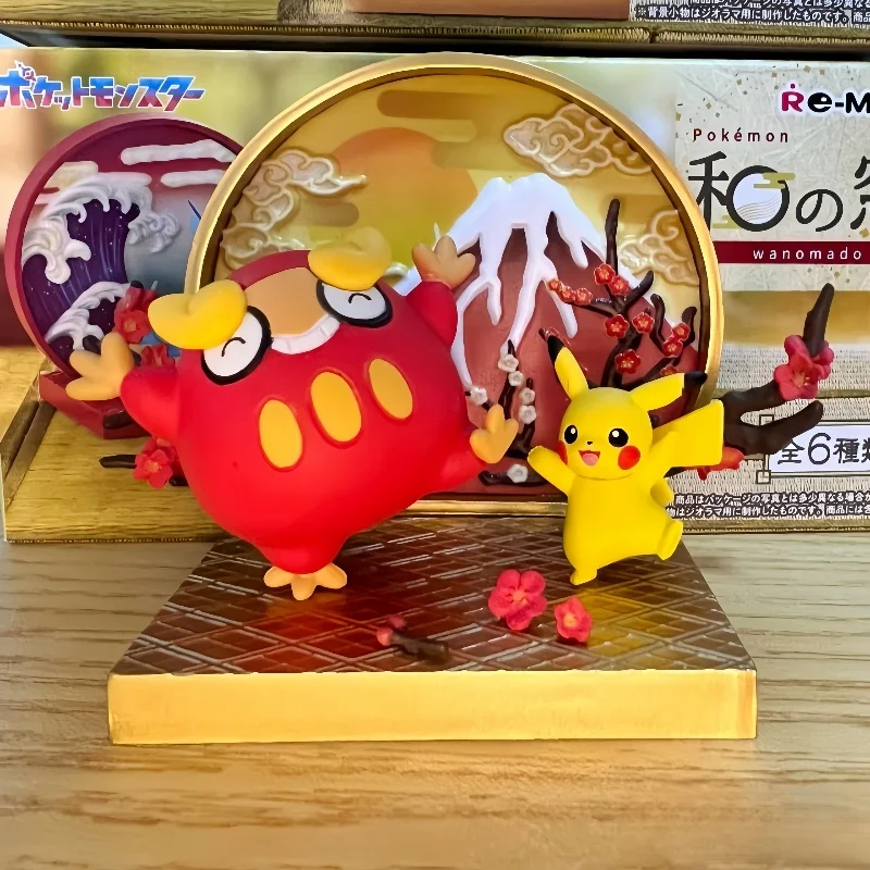 

Подлинная Re-ment Pokemon The Wind Window Пикачу Деревянная Сова Эльф Экран Фигурка Аниме Модель Куклы Коллекция Пикачу Игрушки