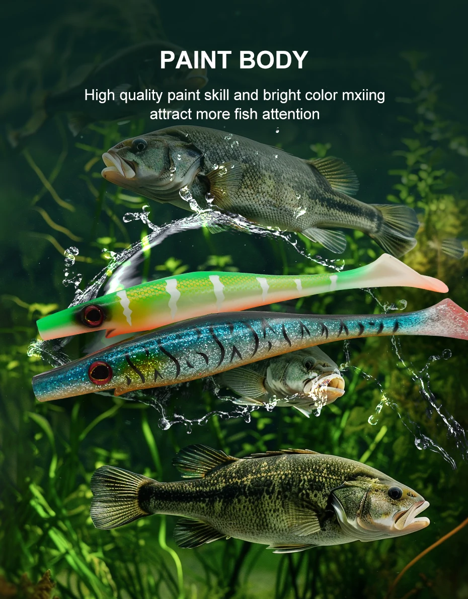 ESFISHING Große Weiche Angelköder Hog Shad 150mm 200mm Buntlackierte Kunststoff-Großköder für Meeresangeln SwimBait – Detail 6