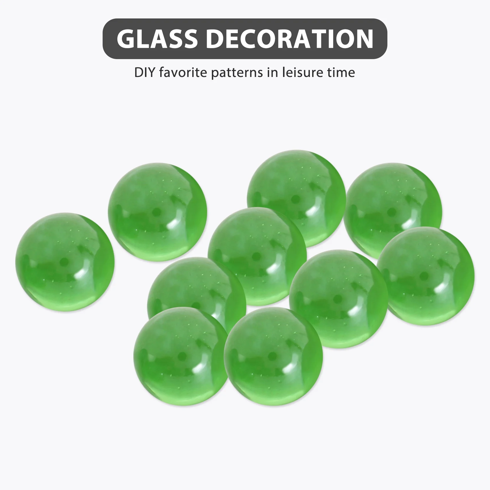 10 pièces de billes de verre de 16mm, boules de décoration de couleur, jouet vert