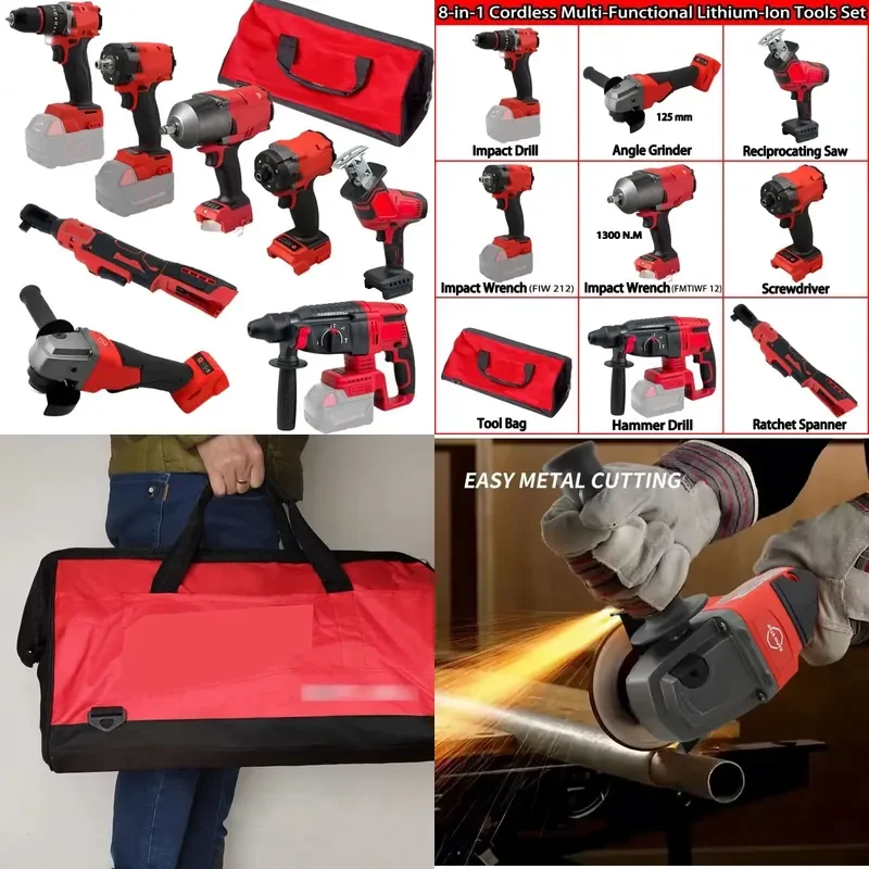 2026CE CE 18V Household Power Tools Combo Kits 9 Pcs Lit Operated Hand Tool Sets with Drill in Bag for Milw Power Tool