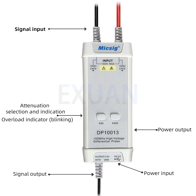 DP10013 Series Oscilloscope High-voltage Differential Probe 700/1300/5600V 100M Oscilloscope Probe Automotive Testing Instrument