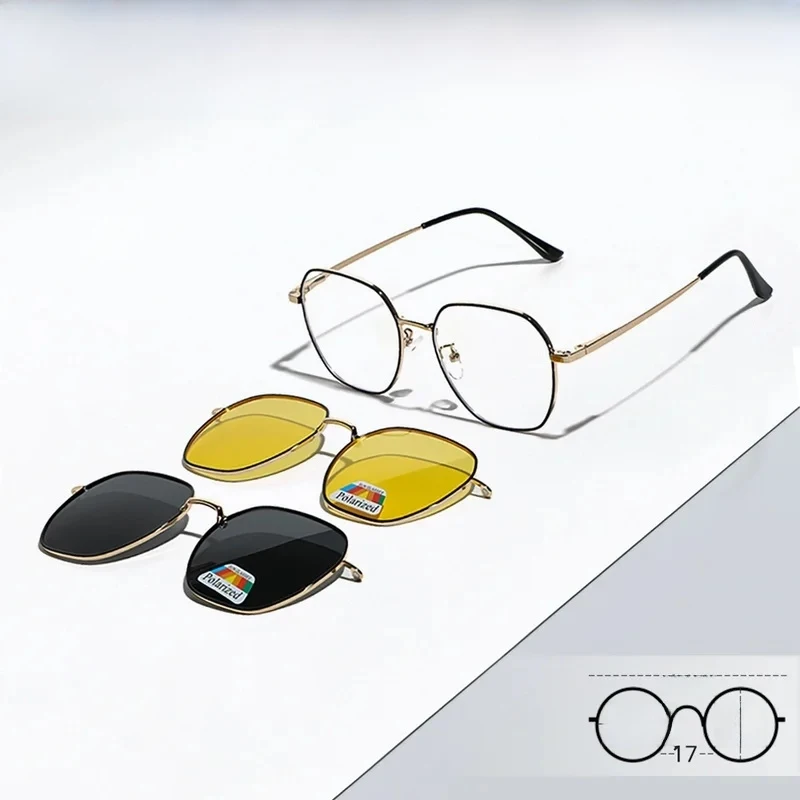 

Ralferty 3 In 1 Clip on Glasses Eyeglasses Magnetic Sunglasses Women Men Polarized UV400 Night Vision Glasses Driving Goggles