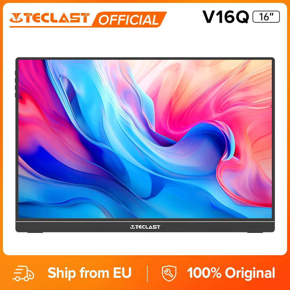 TECLAST V16Q 16 Zoll Tragbarer Monitor 2.5K WQXGA 2560x1600 144Hz 16:10 USB-C Mini HDMI 490nits Ultra Slim Dual-Lautsprecher Externer Bildschirm für Laptop Mac Telefon Homeoffice VESA 75x75 Montierbar