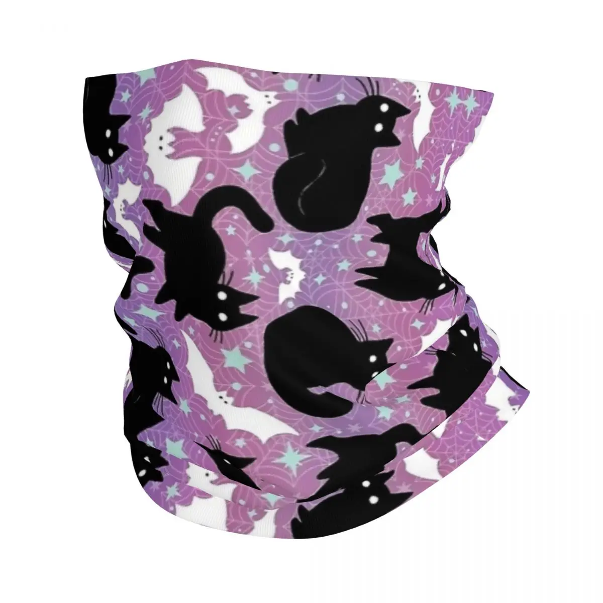 Cute Halloween With Black Cats Bandana Neck Cover Printed Balaclavas Face Mask Scarf Outdoor Cycling Running Unisex Adult Winter