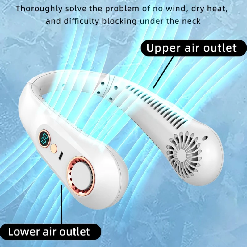 Xiaomi Youpin-ventilador de cuello colgante, portátil, sin aspas, Mini USB, recargable, silencioso, pantalla Digital LED, ventilador eléctrico, Enfriador de aire de verano