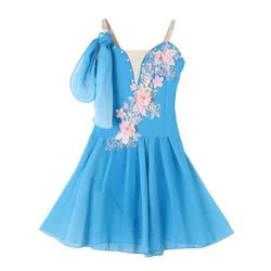 Children Ballet Dress Girls Pink Blue White Chiffon Classical Leotard Ballet Dress For Kids Modern Dance Chinese Sling Dress