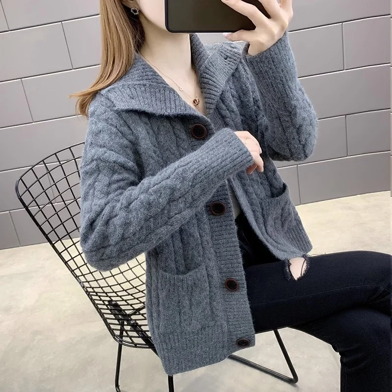 السيدات Thiened محبوك سترة معطف سترة ربيع الخريف جديد Sle المرأة ملابس خارجية Faion تخفيف فضفاضة تناسب القطن