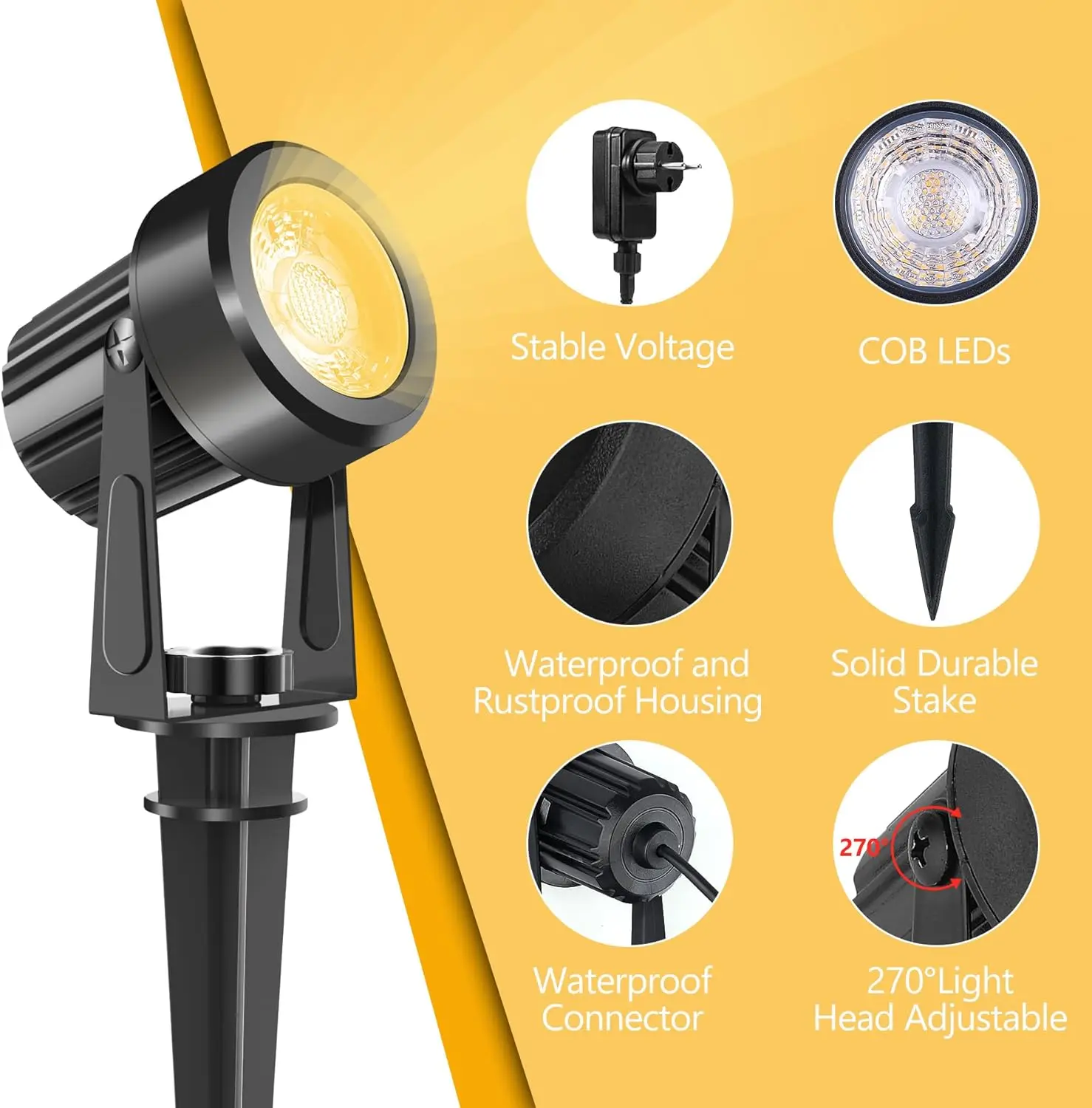Outdoor LED Spotlight 4/6/8/10led 3000K Landscape Pathway Garden Lights Waterproof IP65 Decorative Warm White Lamp for Path Lawn