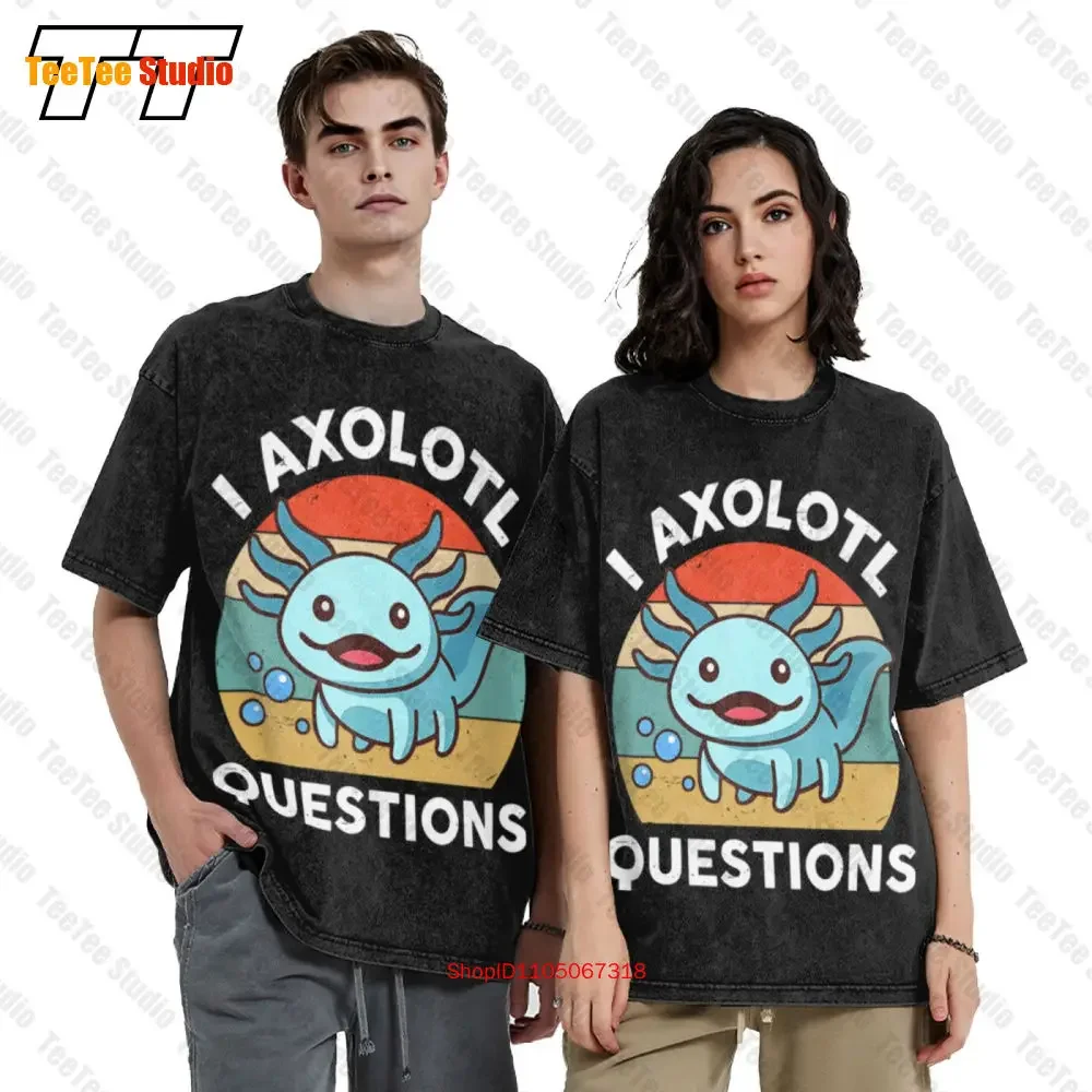 I Axolotl Questions Kids Blue Salamander Plush Axolotl Vintage Oversized T-Shirt JTZ3