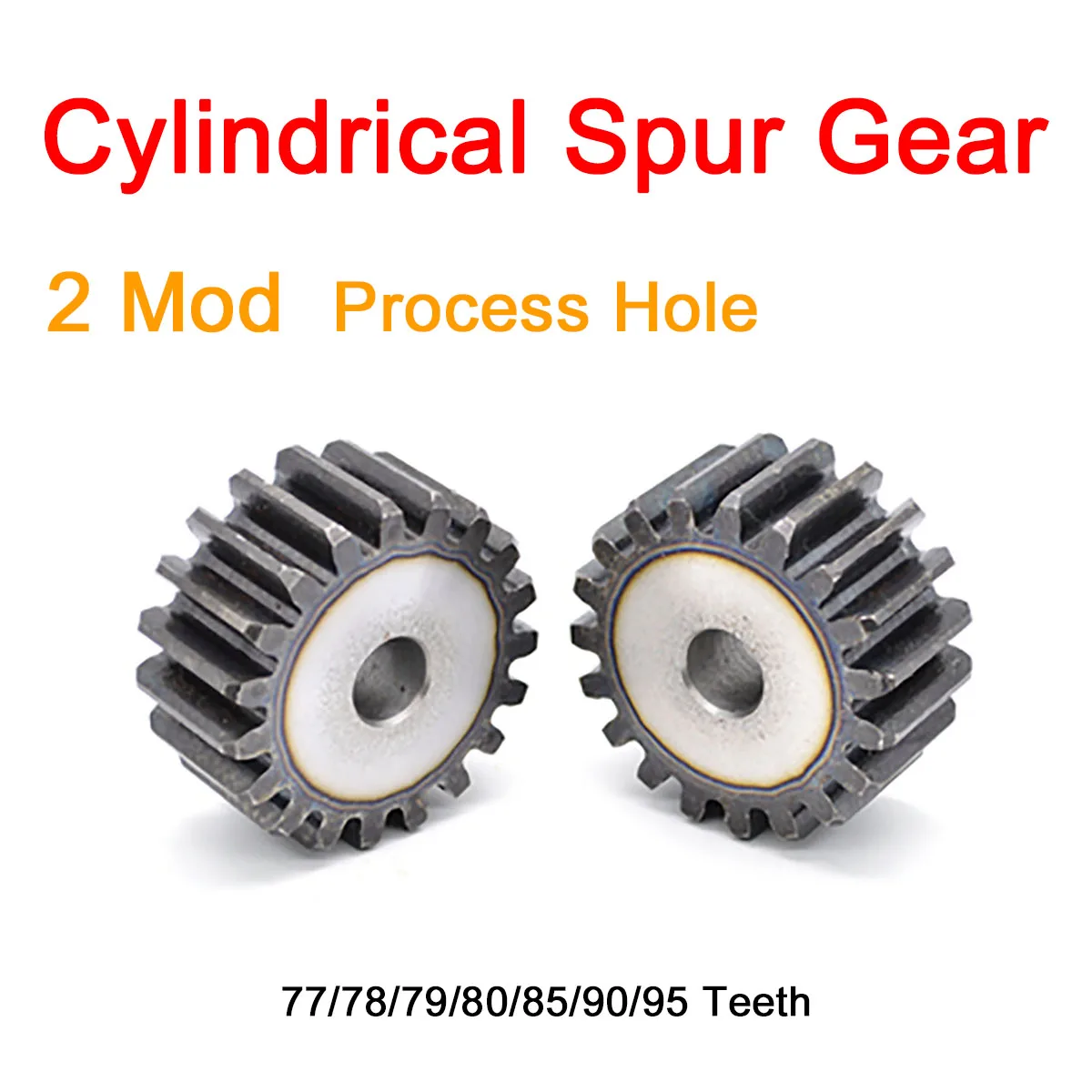 

1Pc 2Mod Cylindrical Spur Gear 77/78/79/80/85/90/95Teeth Teeth Teeth 45# Steel Transmission Gear Tooth Pitch 6.28mm Process Hole