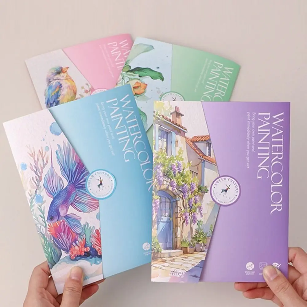 6-Page Foldable Watercolor Painting Kit High-Quality Paper With Painting Brush Watercolor Sketchbook 12 Colors