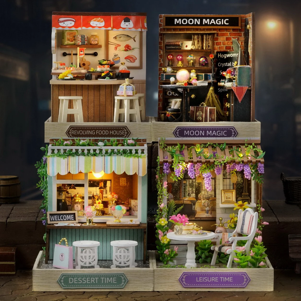 New Diy Wooden Moon Magic Room Mini Casa Miniature Building Kits Doll Houses With Furniture Led Light Dollhouse For Girls Gifts