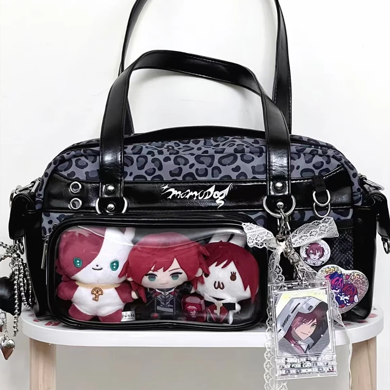 

Cute Leopard Print Ita Bag Y2k Sweet Pink New Shoulder Bag New Handbag Diy Showcase Large Capacity Transparent Crossbody Bag