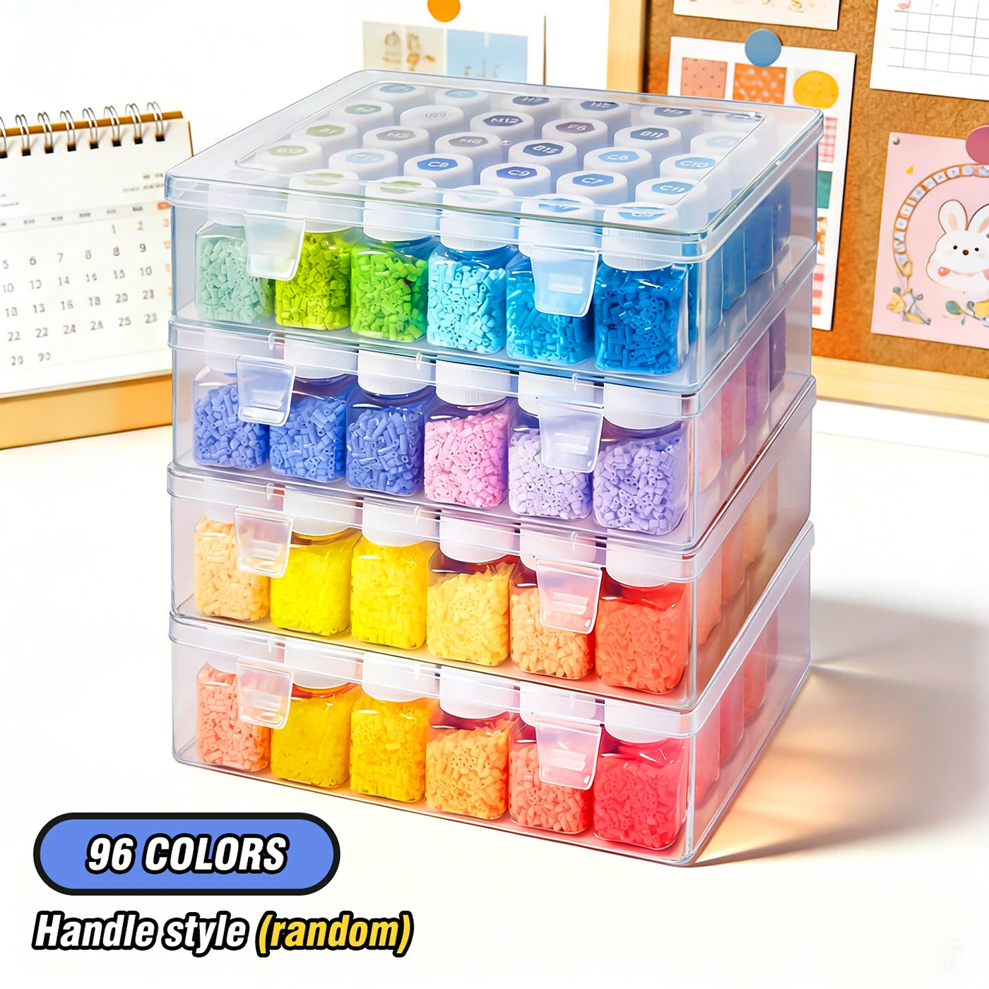 Fuse Beads DIY Puzzles Kit 2.6mm 24/48/72/96Colors Storage Box 1000pcs+ Melting Iron Beads Craft Handmade Pixel Art Gift