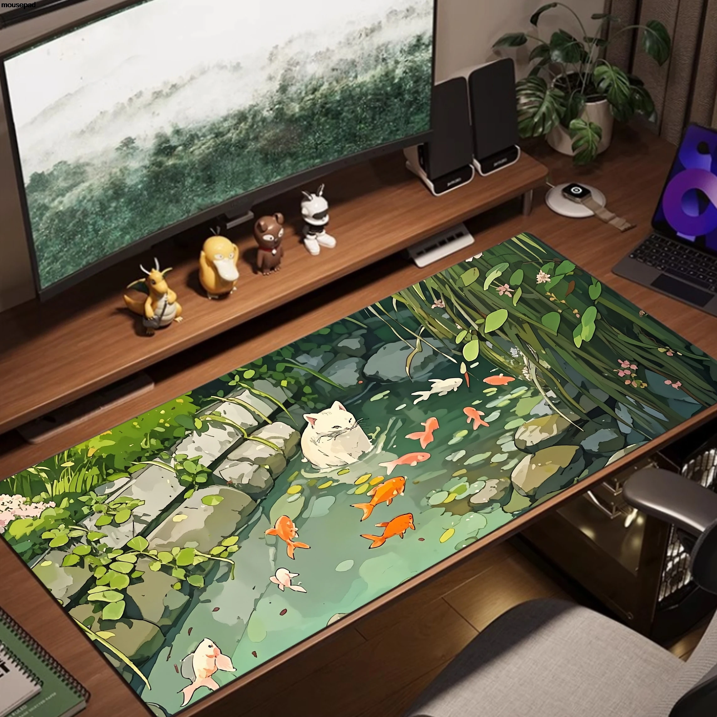 Grass Cat Mouse Pad Pc Gamer Office Mousepad Gaming Speed Keyboard Pads XXL Mouse Mat Office Desk Protector Mat 900x400mm