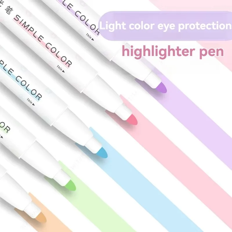 5PCS Highlighter Pen Set Double Headed Highlighter Marker Scrapbook Painted Stationery School Supplies