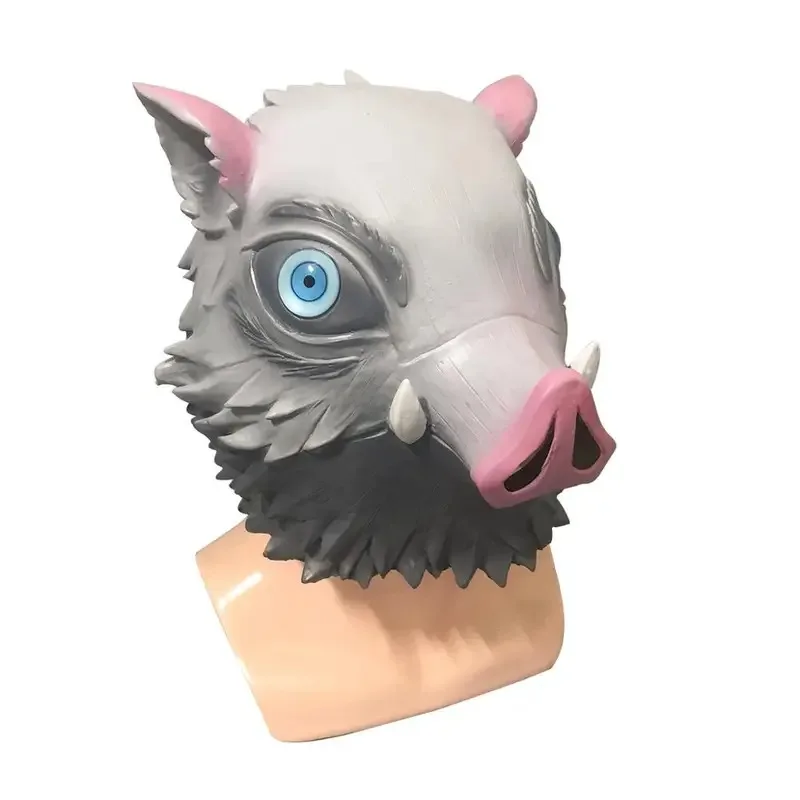 2025 aaa Anime Hashibira Inosuke Helmet Kimetsu No Yaiba Cosplay Hood Hair Pig Mask Headwear Halloween Carnival Costume Pro