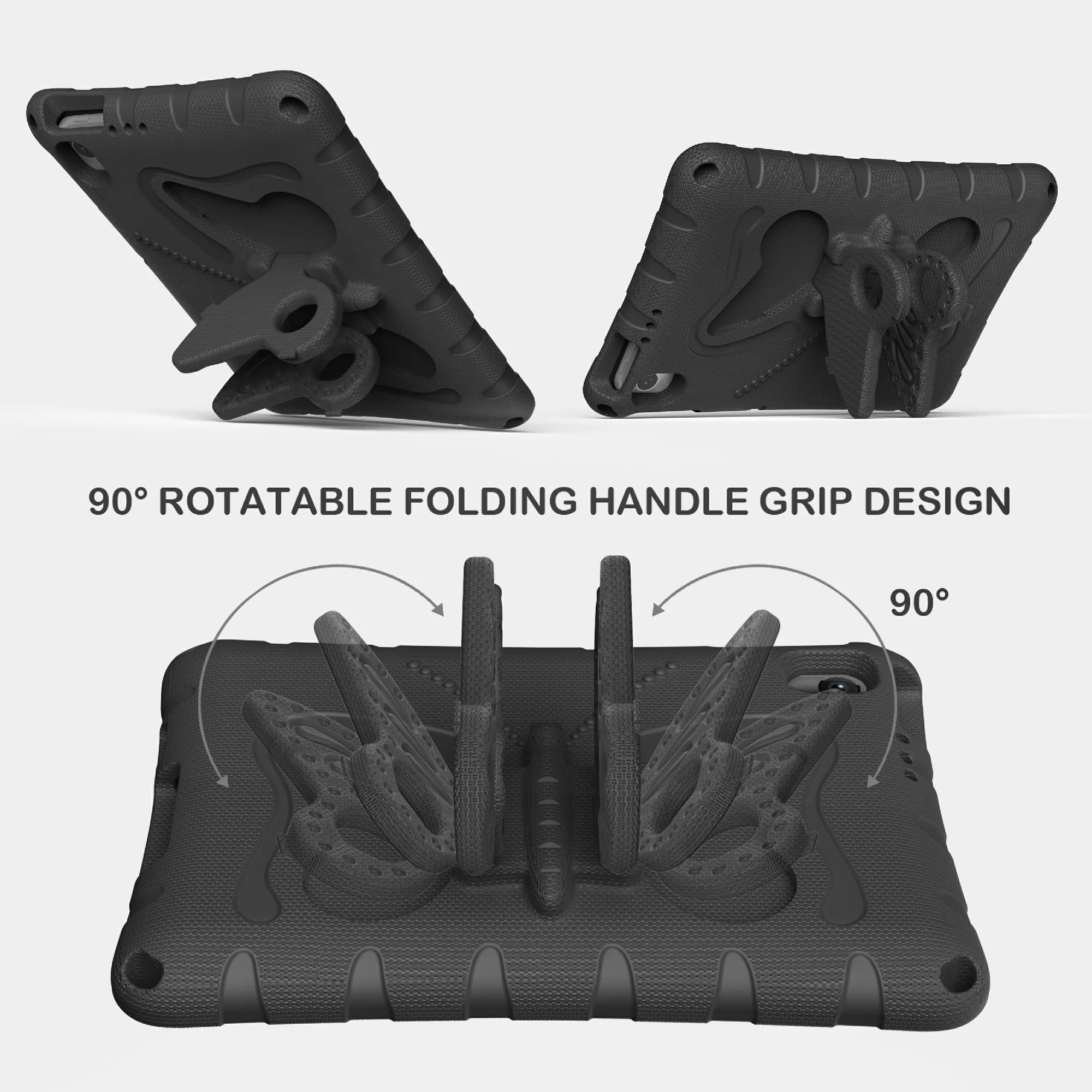 For Xiaomi Redmi Pad 2 SE / Pad 2 9.7 Case Butterfly Kickstand EVA Tablet Cover with Shoulder Strap - Black