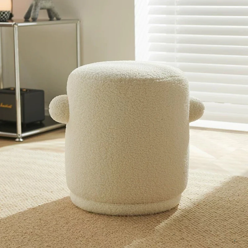 

Nordic Furniture,Lamb Fleece Stool,Circular Shoe Changing Stool,Living Room Footstool,Creative Dressing Stool,Home Mobile Seats