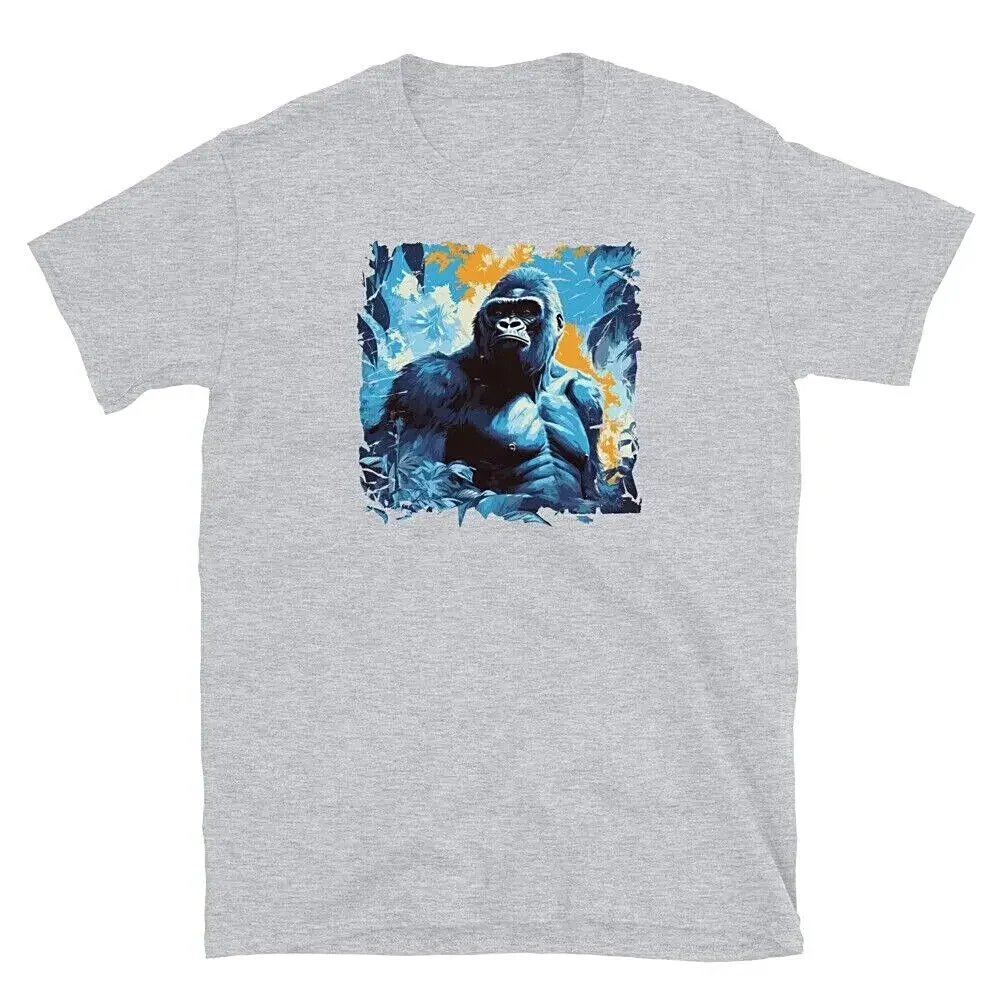 Gorilla Silverback T-shirt Jungle King Graphic Tee Silver Back