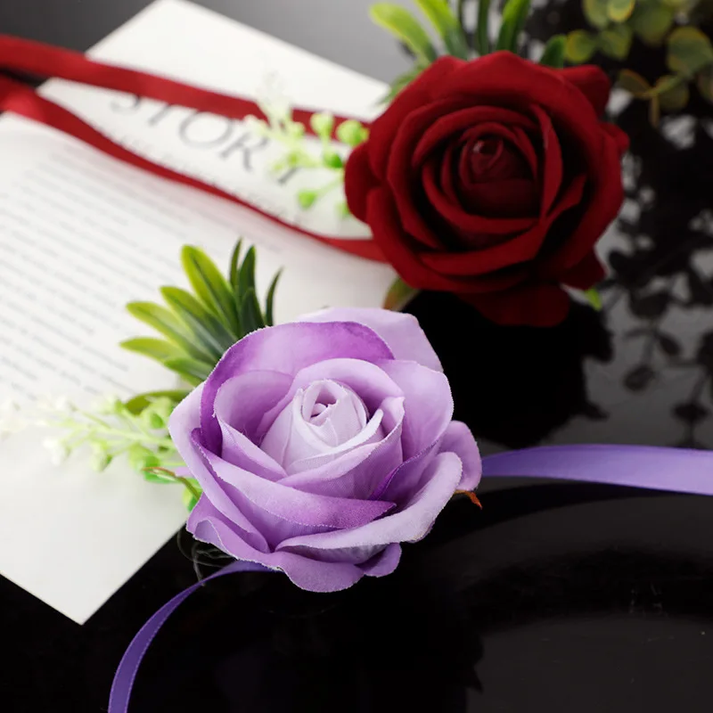 1pcs, Valentine's Day, Wedding Bride Wrist Flower Bridesmaids Group Wedding Decoration Mori Wrist Flower Simulation Rose