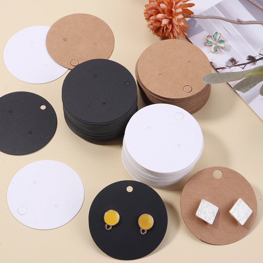 

50pcs/lot 5x5cm Kraft Paper Earring Cards Packaging Round Ear Studs Display Cardboard Blank Price Tag Fit Jewelry Display