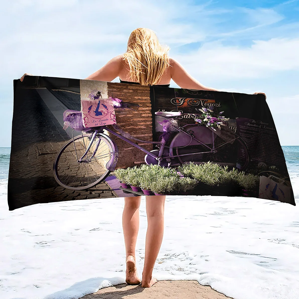 Bike Beach Towel Quick Dry Shower Swim Beach Towel Microfiber Beach Towel Sand Free Beach Blanket Super Lightweight Thin Towels