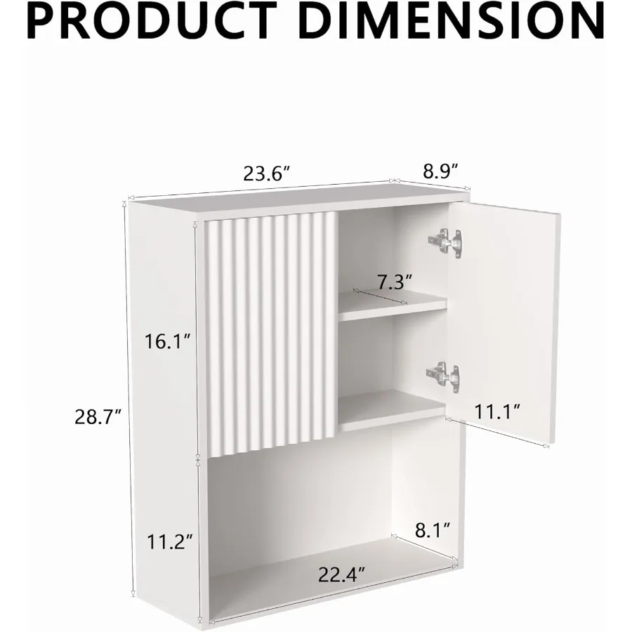 خزانة حائط للحمام مخدد فوق خزانة تخزين المرحاض مثبتة على الحائط مع رف قابل للتعديل منظم عائم ومعلق K #2