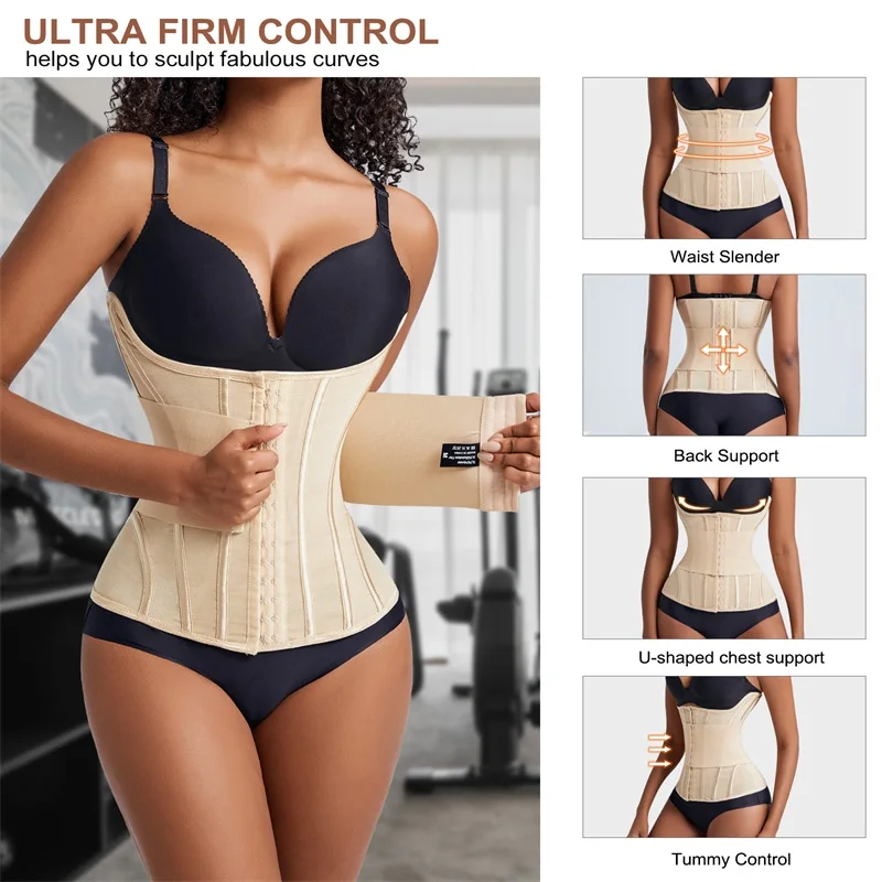 MiiOW Waist Trainer Corset Women Binders Shaper Tummy Wrap Body Shapewear Slimming Belt Flat Belly Workout Women Shaper Slimming