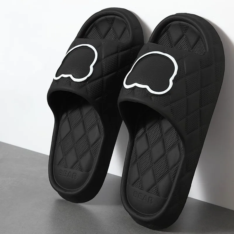 Big Size 48 49 Thick Sole Summer Beach Slides Men Bath Anti-Slip Slipper Soft Sandals Fashion Women Flip-Flops Cartoon Bear Shoe