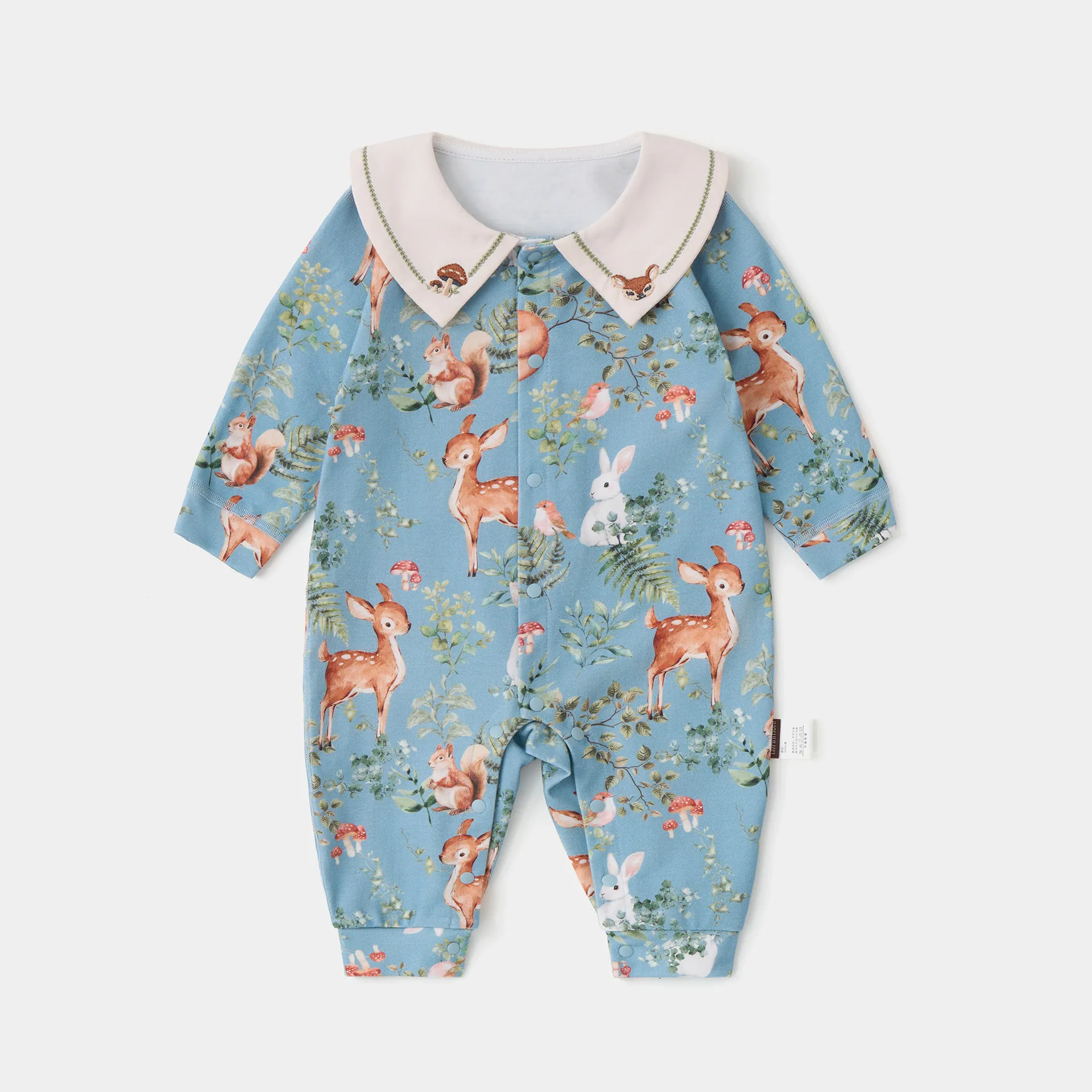 Spring and Autumn Baby Clothing Animal Pattern Printed Baby Girl jumpsuit 0-18 Months Baby Collar Long Sleeve jumpsuit