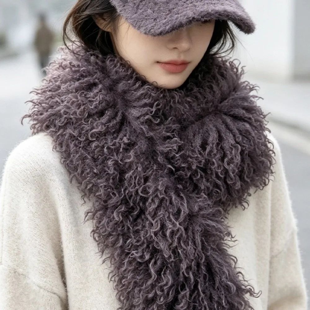 Soft Thicken Imitation Wool Scarf Neck Protection Keep Warm Winter Scarf Solid Color Women's Scarf Winter