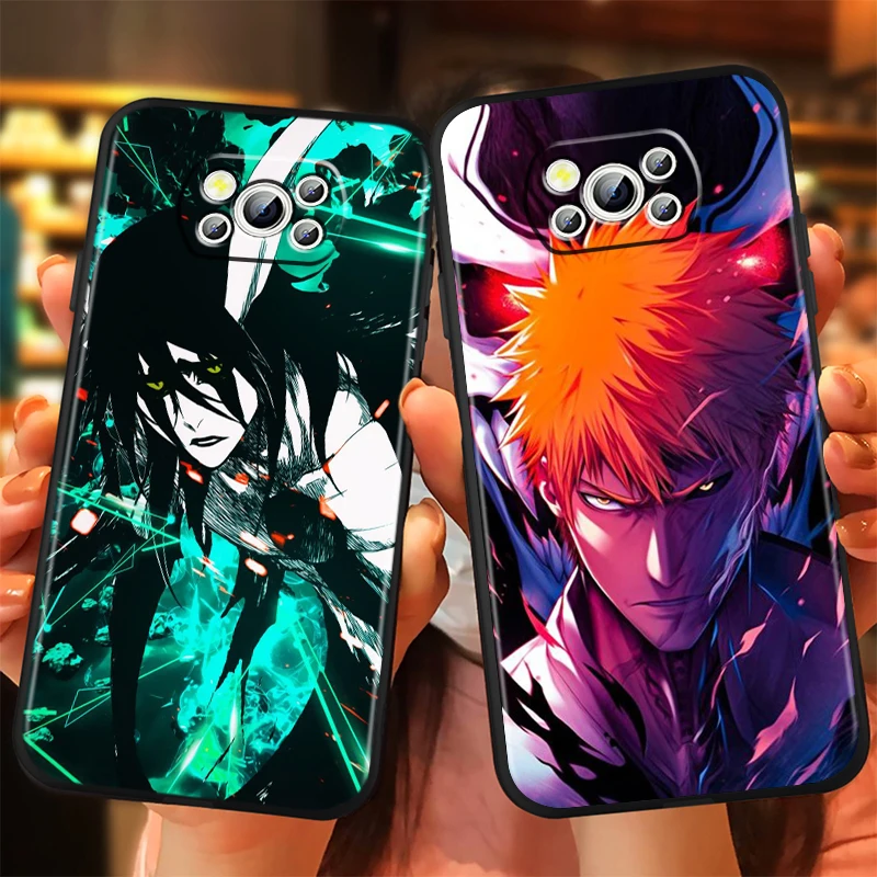 Anime B-Bleach Cool Art For Xiaomi Mi Poco F5 F4 F3 X6 X5 X4 X3 M6 M5 M5S M4 M3 C65 Pro GT NFC 5G Black Cover Phone Case