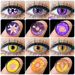 AMARA Yellow Contact Lenses for Eyes 2pcs Anime Cosplay Colored Lenses Purple Crazy Halloween Lenses Contact Lens Beauty Makeup