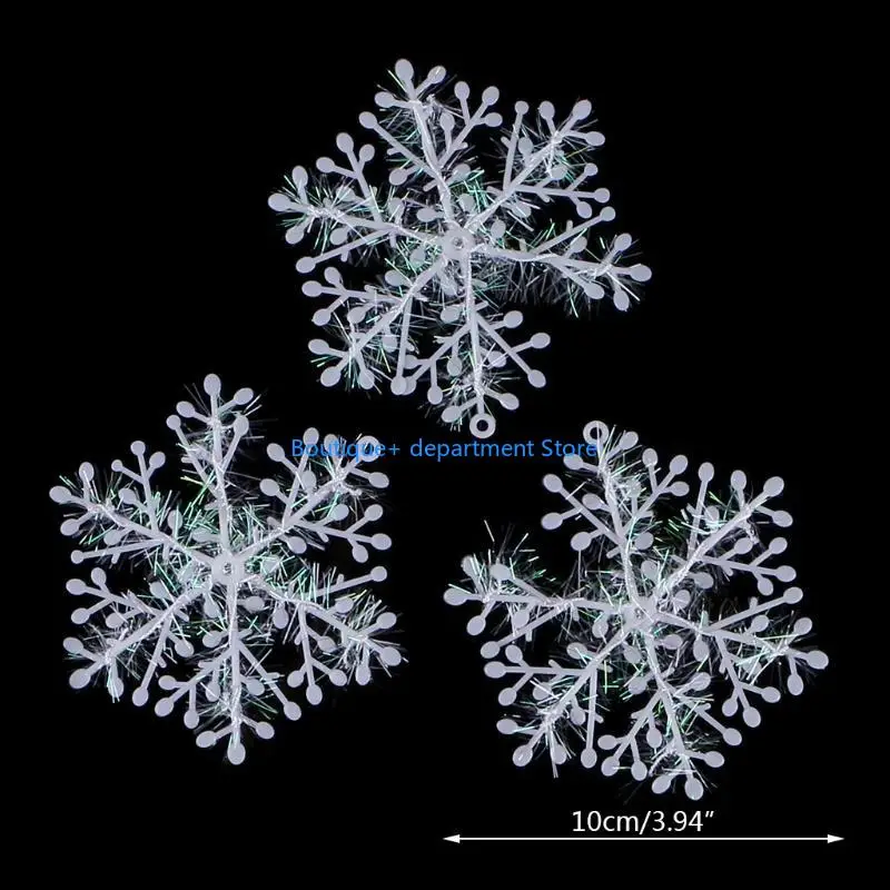 E1PD 3 pcs White Snowflake Ornaments Christmas Tree Deco Festival Decortion