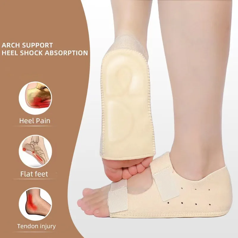 2-in-1 Heel Pain Relief Kit - Velcro Heel Cuff with Arch Support for Plantar Fasciitis & Achilles Tendonitis Shock Absorbing