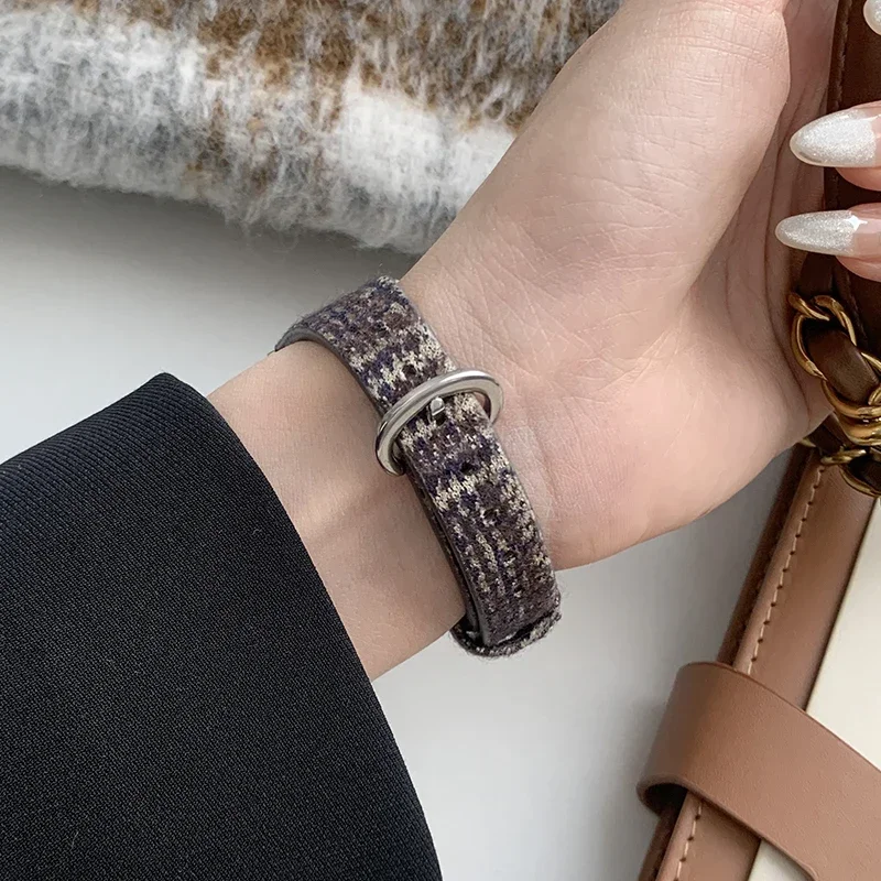 Women Thin Leather Band for Apple Watch 49mm 38mm 40mm 41mm Slim Correa Wristband Strap for iWatch SE 8/7/6/5/4/3/2/1 Bracelet