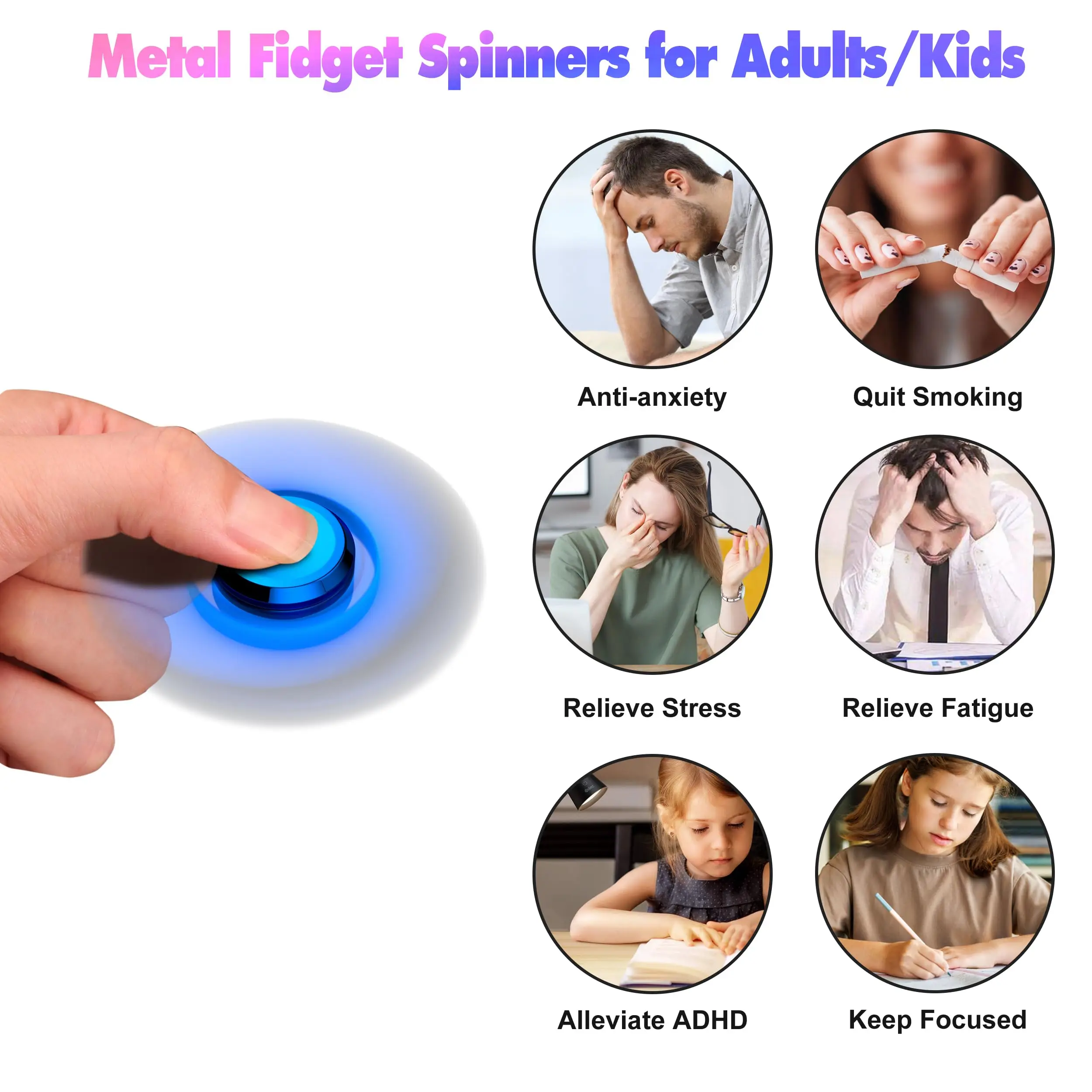 Metall Fidget Spinner Spielzeug, EDC Hand Spinner Anti Stress Relief Spielzeug, Antistress Angst Zappeln Spielzeug für Erwachsene Kinder Autismus ADHS