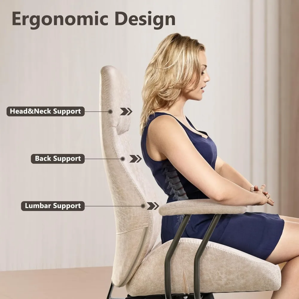 كرسي دوار مريح عالي الظهر مع دعم قطني لمكتب المكتب الحديث، كرسي كمبيوتر تنفيذي على عجلات #4