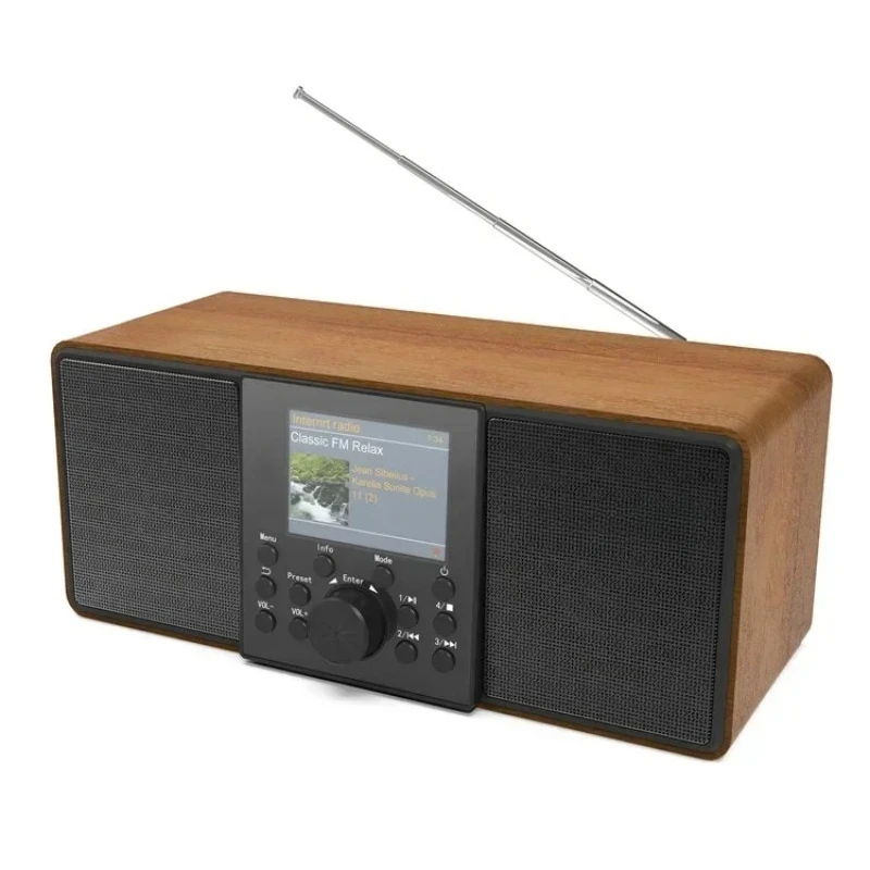 Stereo Wo-od Cabinet Digital Mondo Classic Sm-art Internet Radio with Bt 5.0 Speaker Portable Ho-me Fm Radio